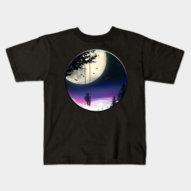 Moon Gazer Kids T-Shirt by nicebleed